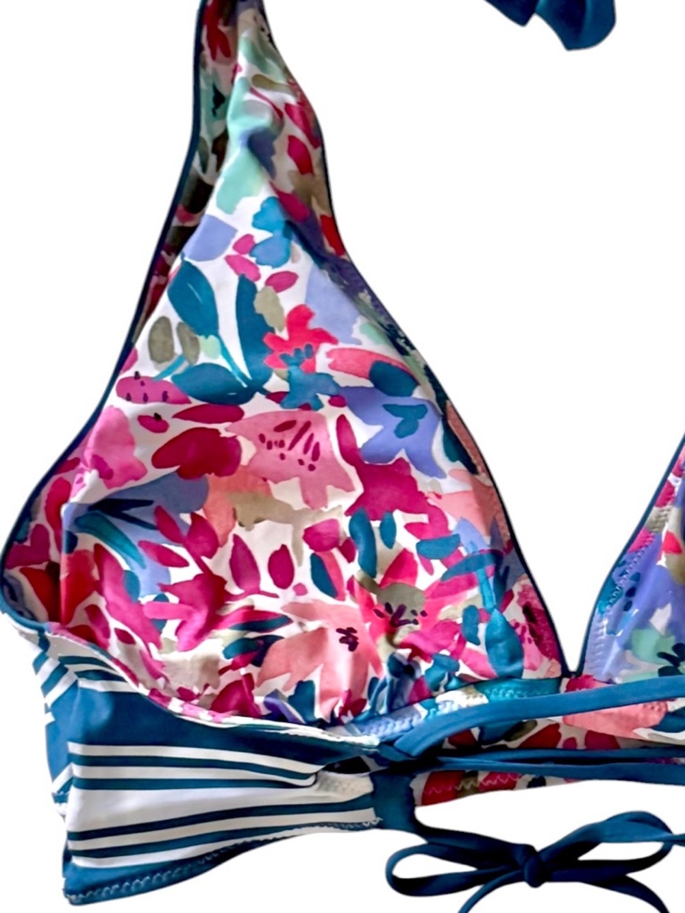 Tommy Bahama Watercolor Floral Reversible Halter Bikini Top - Picture 12 of 16